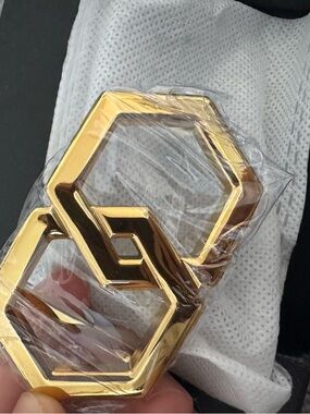 Gold Hexagon Interlocking Belt Buckle - Men Accessories